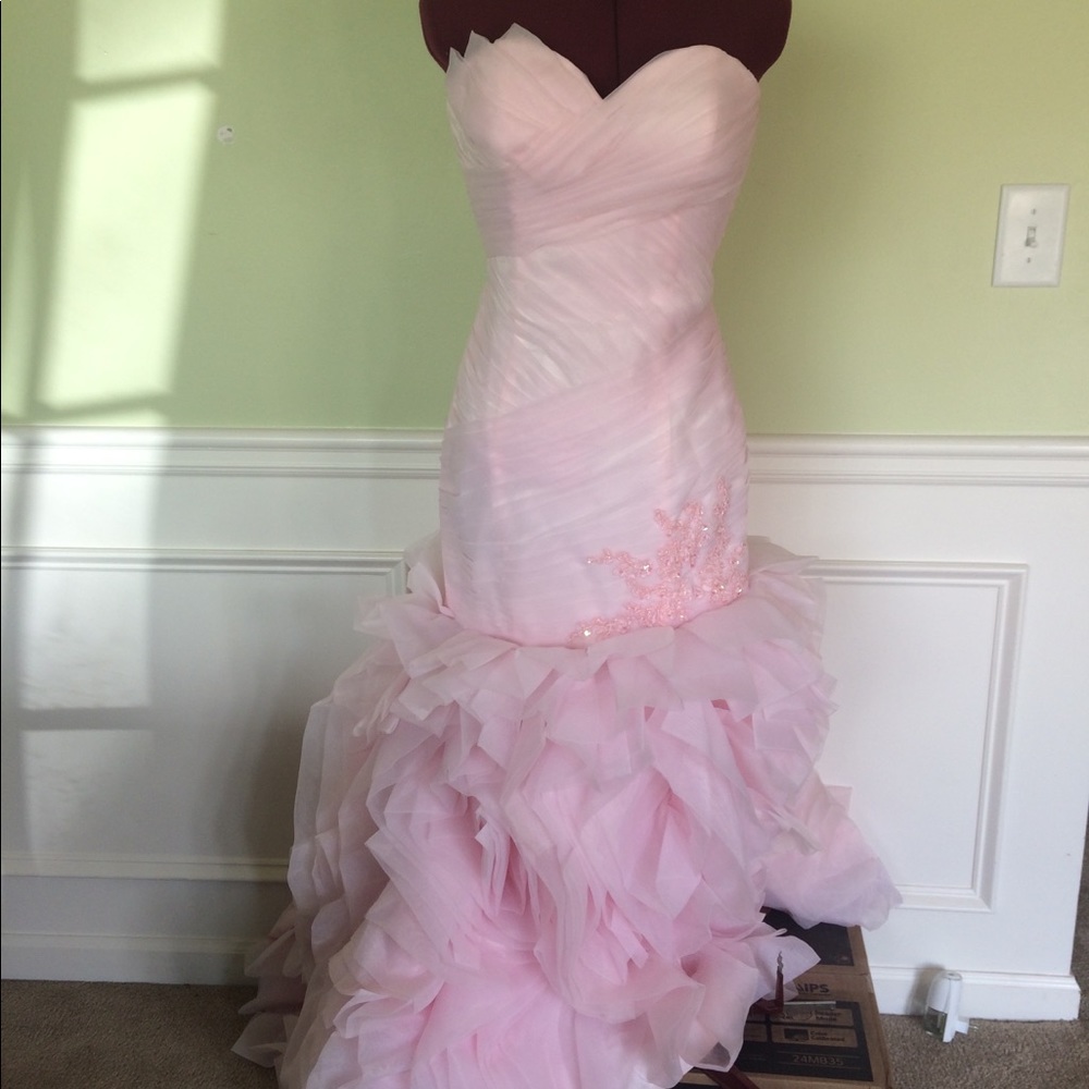 Rumba Pink 💖wedding dress Xs organza strapless dress